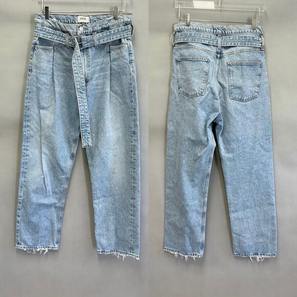 AGOLDE Reworked 90s Paperbag Jeans Straight Leg High Rise Belted Size 29 - Picture 15 of 16
